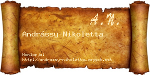 Andrássy Nikoletta névjegykártya