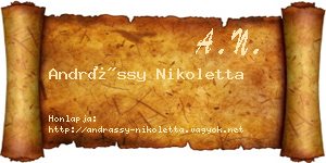 Andrássy Nikoletta névjegykártya